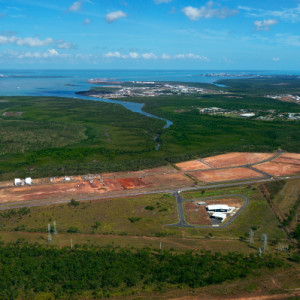 Wishart Business Precinct looking to Darwin Business Park, East Arm Port and Darwin CBD in distance