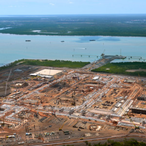 Looking from INPEX Gas Plant to Wishart Business Precinct peninsula