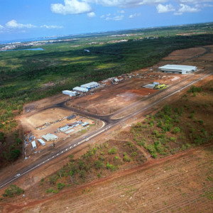 Aerial across Wishart Business Precinct Stage 1A looking towards Darwin CBD